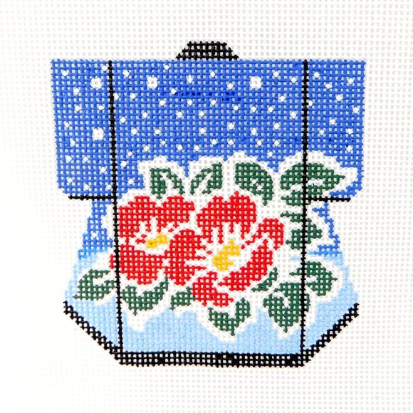 Lee Designs Japenese Flower Petite Kimono Needlepoint Canvas Hand Painted 18ct - Picture 1 of 4